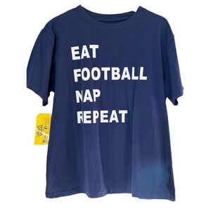 Unique Baby Cotton T-Shirt Medium Blue Womens Football Nap Short Sleeve New
